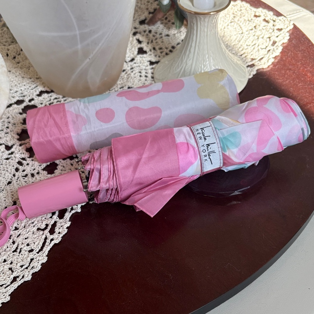 Nicole Miller Pink Polka Dot Umbrella